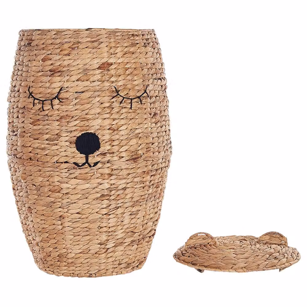 Wyld and Coco Wicker Bear Toy Hamper in Beige and Sand with Natural Water Hyacinth Lid – 3