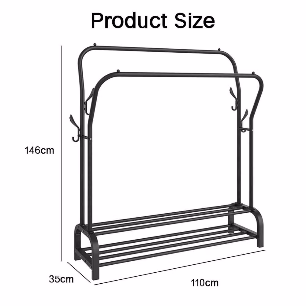 SPETLEK Heavy Duty Metal Double Rail Garment Rack in Black – 2