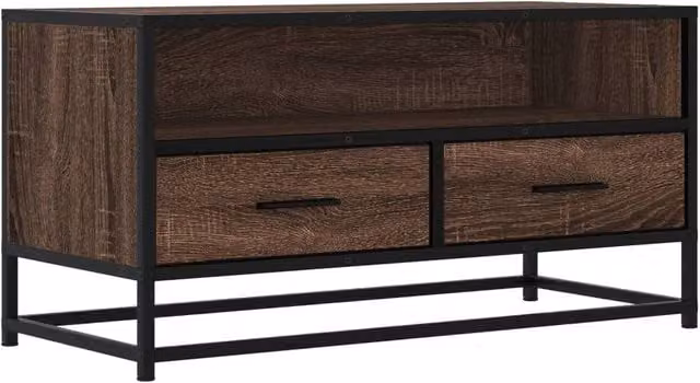 Berkfield Home Industrial TV Cabinet in Brown Oak, W: 80 cm, D: 34.5 cm, H: 40 cm