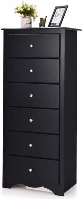 COSTWAY Narrow Tall Dresser in Black