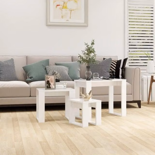 Berkfield Home Nesting Tables, 3 Piece Set in White Matt MDF – 1