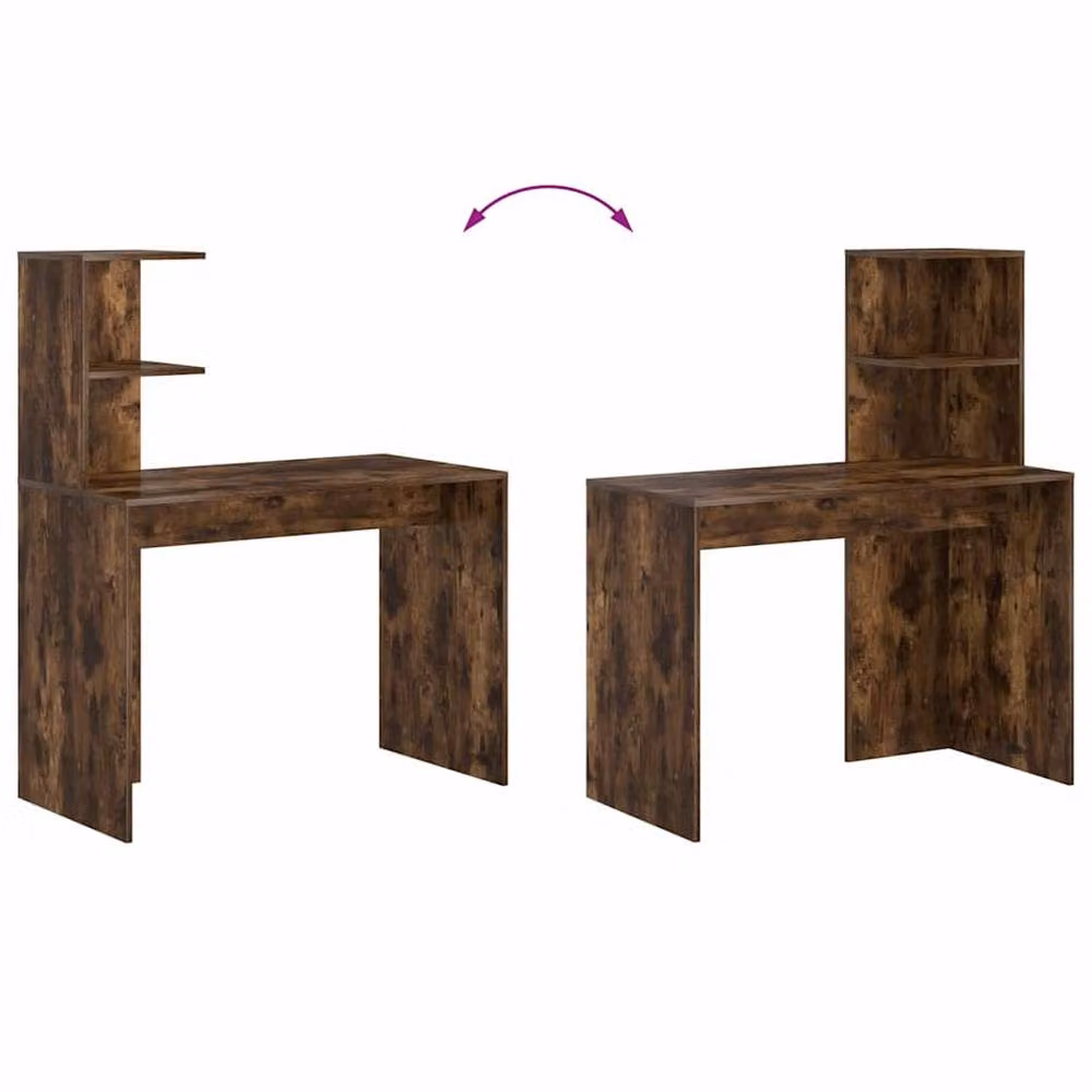 Berkfield Home Smoked Oak Writing Desk in Brown – 8