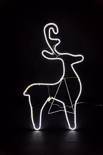 Shatchi Reindeer Calf Neon Effect Rope Light Silhouette with 90 Cool White LEDs, White – 1