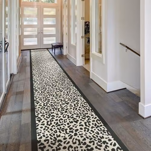 runrug Soft Floral Hallway Runner Rug, Black, W: 60 cm, L: 300 cm – 1