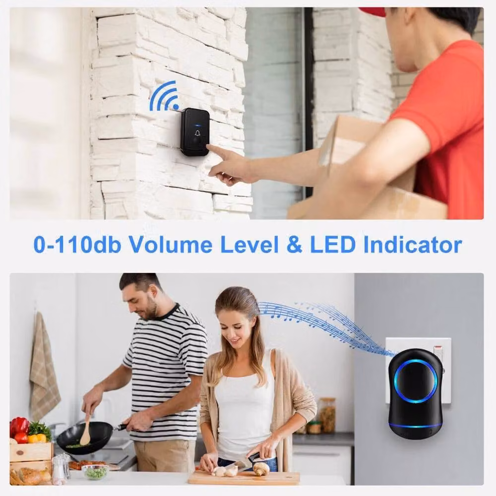 FLAVORA Wireless Waterproof Doorbell in Black – 5
