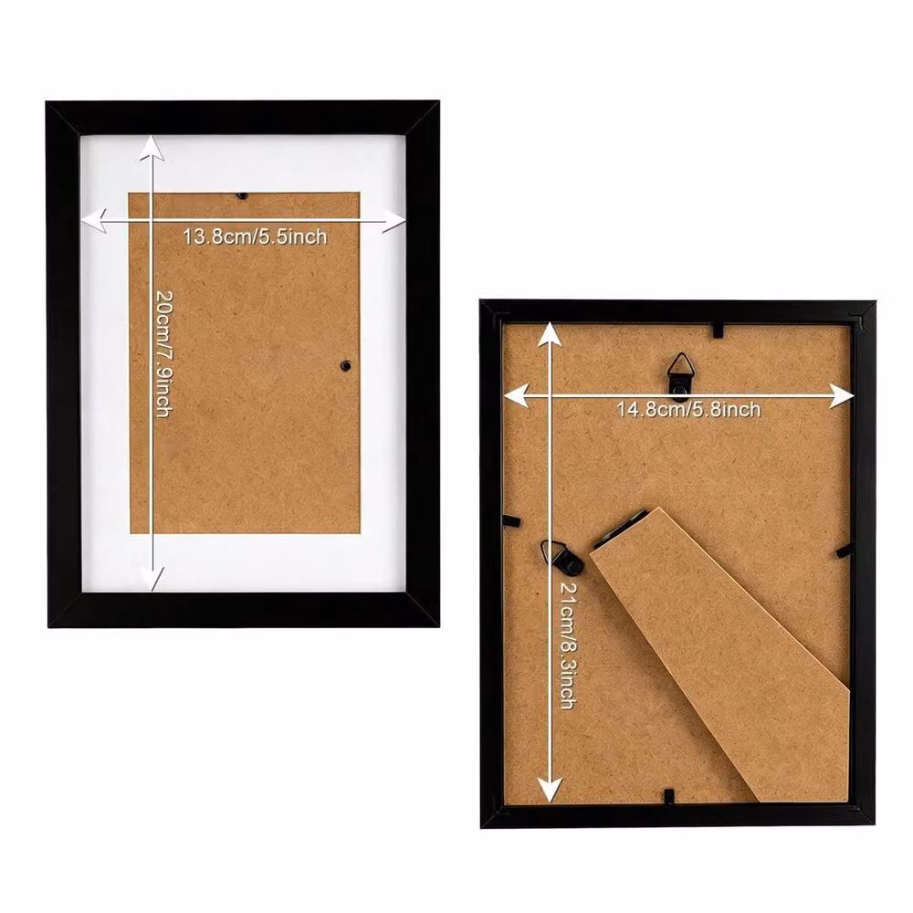 FLAVORA 5 Pack Black A5 Rectangular Photo Frames for Wall and Tabletop – 3