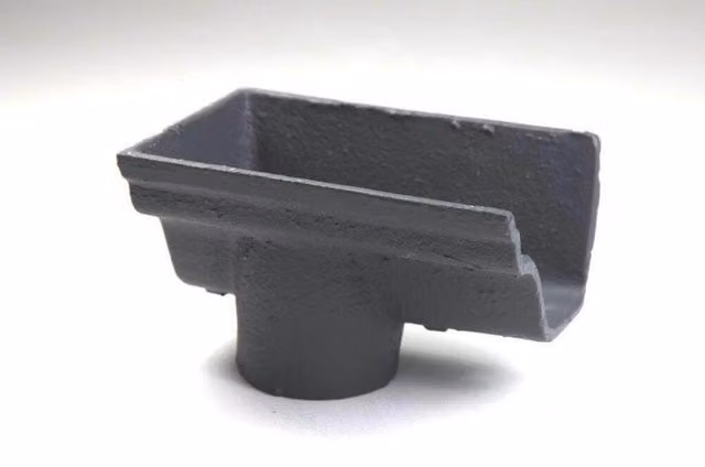 Hargreaves Premier Cast Iron Notts Ogee Gutter Left Hand Stopend Outlet, 115mm for 65mm Downpipe, Grey