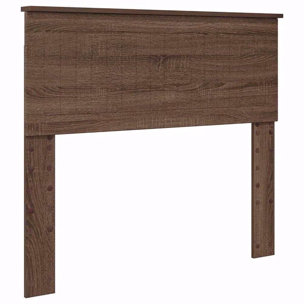 Berkfield Home Modern Bed Frame with Headboard in Brown Oak and Solid Pine Wood, W/D/H: 100 x 200 cm – 3