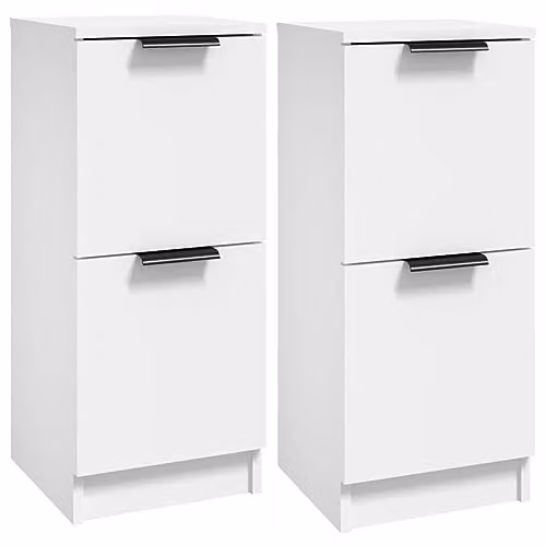 vidaXL Set of 2 White Minimalist Sideboards in MDF, W/D/H: 30 x 30 x 70 cm – 1