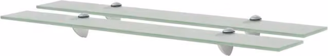 Berkfield Home Set of 2 Clear Glass Floating Shelves, W: 70 cm, D: 10 cm, Thickness: 8 mm
