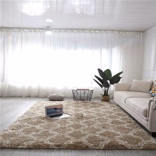 YnysTec Fluffy Soft Shaggy Rug in Beige, W/D/H: 120 x 60 x 4 cm – 1
