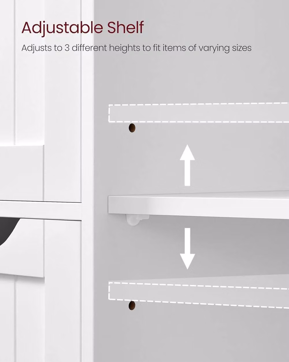 VASAGLE White Freestanding Bathroom Floor Cabinet with 4 Drawers, 1 Door and Adjustable Shelves – 2