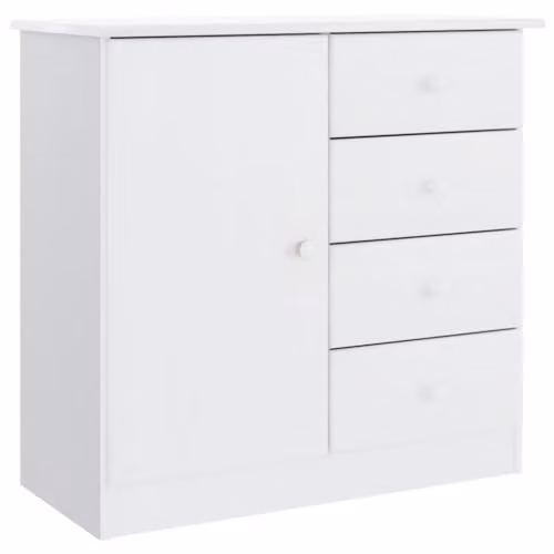 vidaXL ALTA Sideboard in White Solid Wood Pine, W: 77 cm, D: 35 cm, H: 73 cm