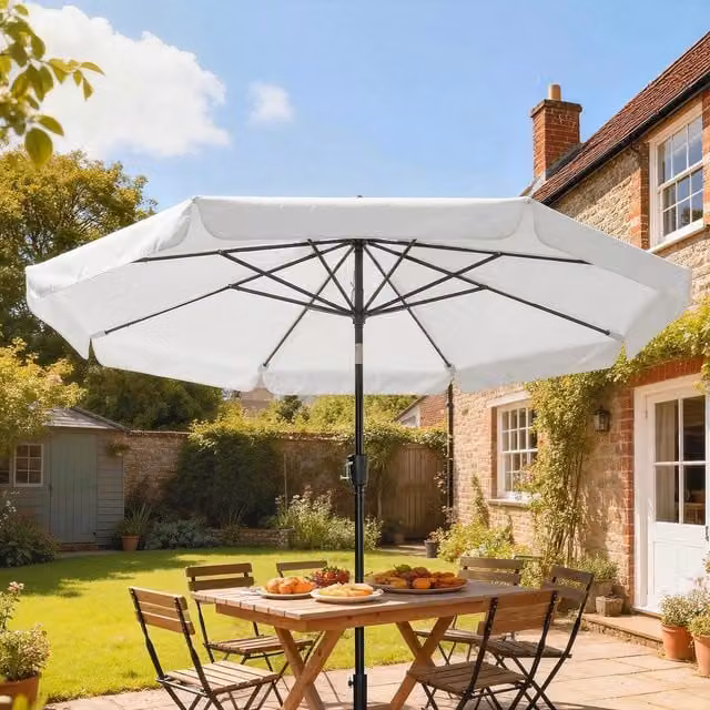 Outsunny 3 m Garden Parasol with Tilt and Crank in White