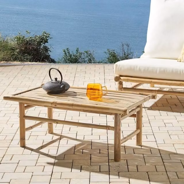 Wyld and Coco Bamboo Coffee Table, Brown, W: 80 cm, D: 45 cm, H: 45 cm