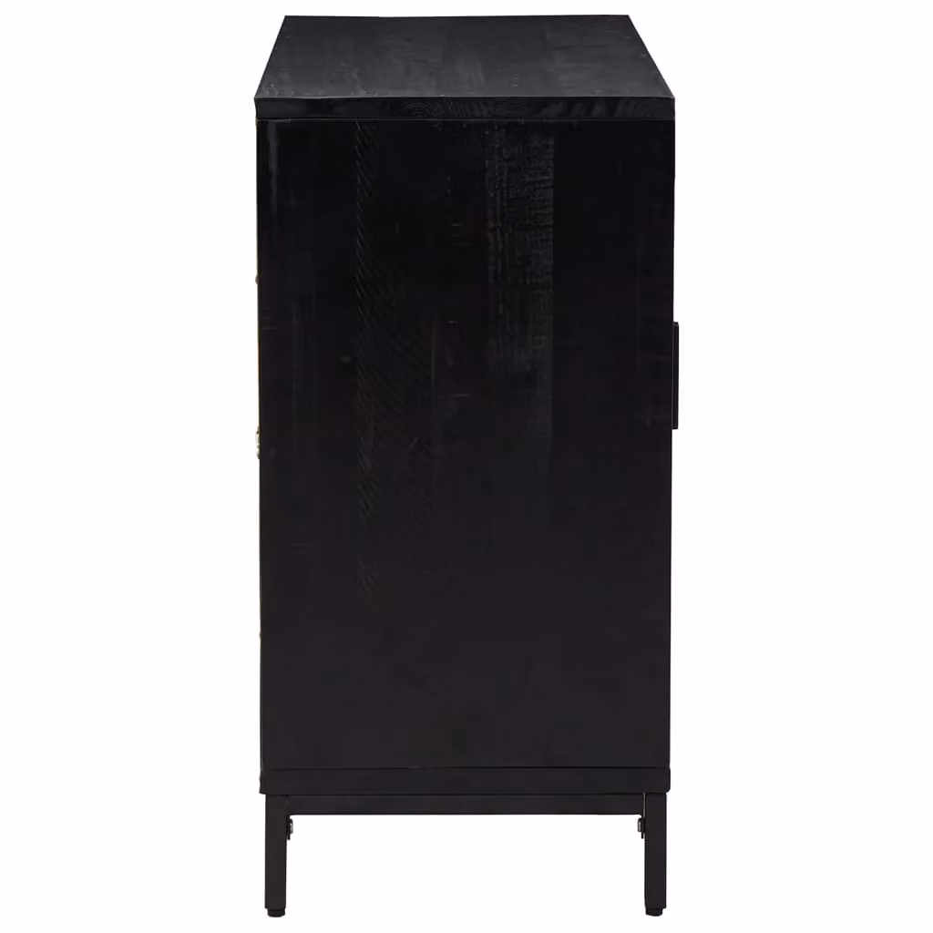 Berkfield Home Black Solid Pinewood Sideboard W/D/H: 75 x 35 x 70 cm – 4