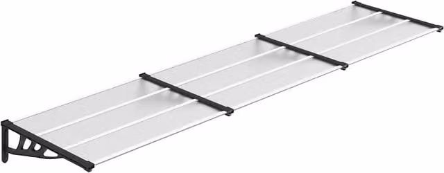 Berkfield Home Polycarbonate and Aluminium Door Canopy in Black and Transparent, W: 358.5 cm, D: 90 cm