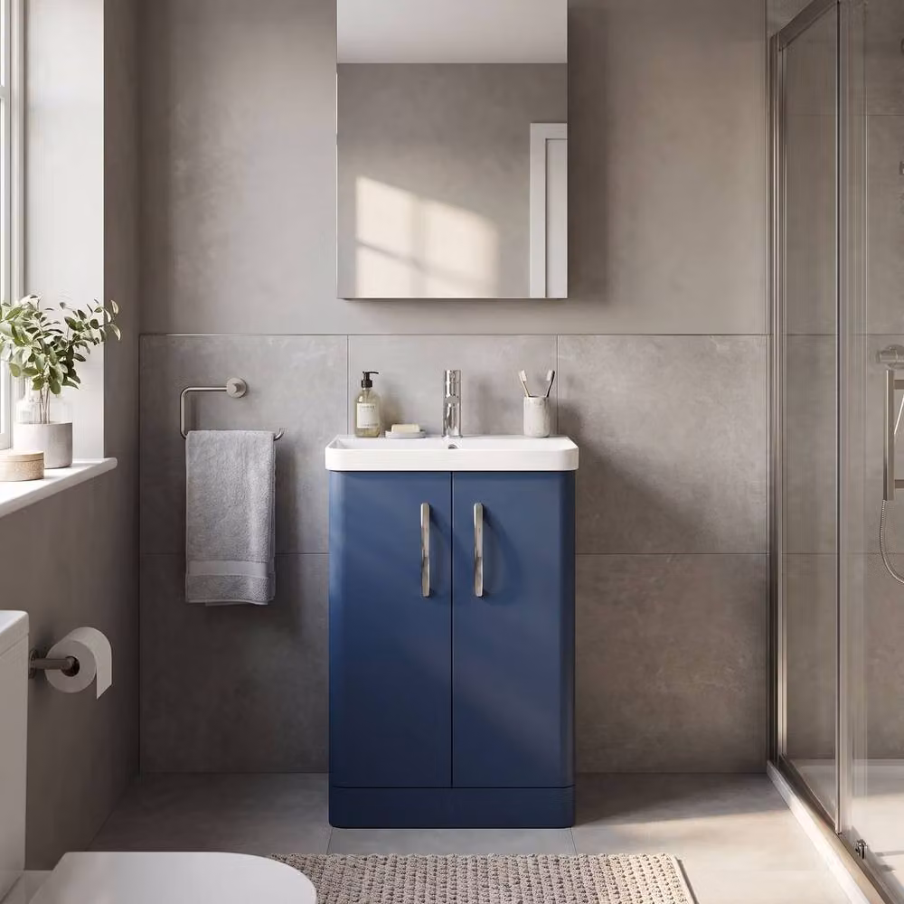 Balterley Handsacre Contemporary 2 Door Freestanding Vanity Basin Unit, Satin Blue, Width: 60 cm – 2