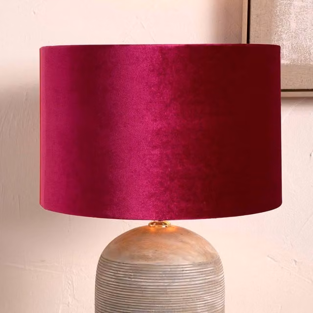 Ruma Pink Velvet Cylinder Lampshade for Table Lamps, Diameter: 45.72 cm – 1