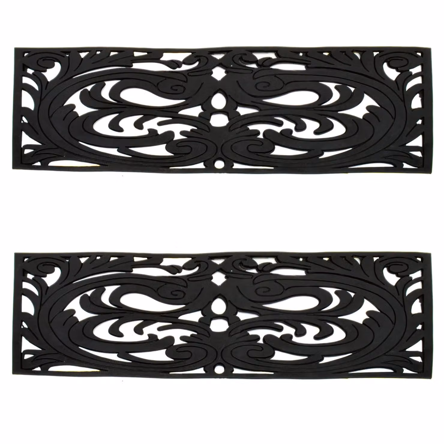 mysmartbuy Set of 2 Decorative Rubber Step Mats, Wrought Iron Effect, Black, W: 75 cm, D: 25 cm – 2