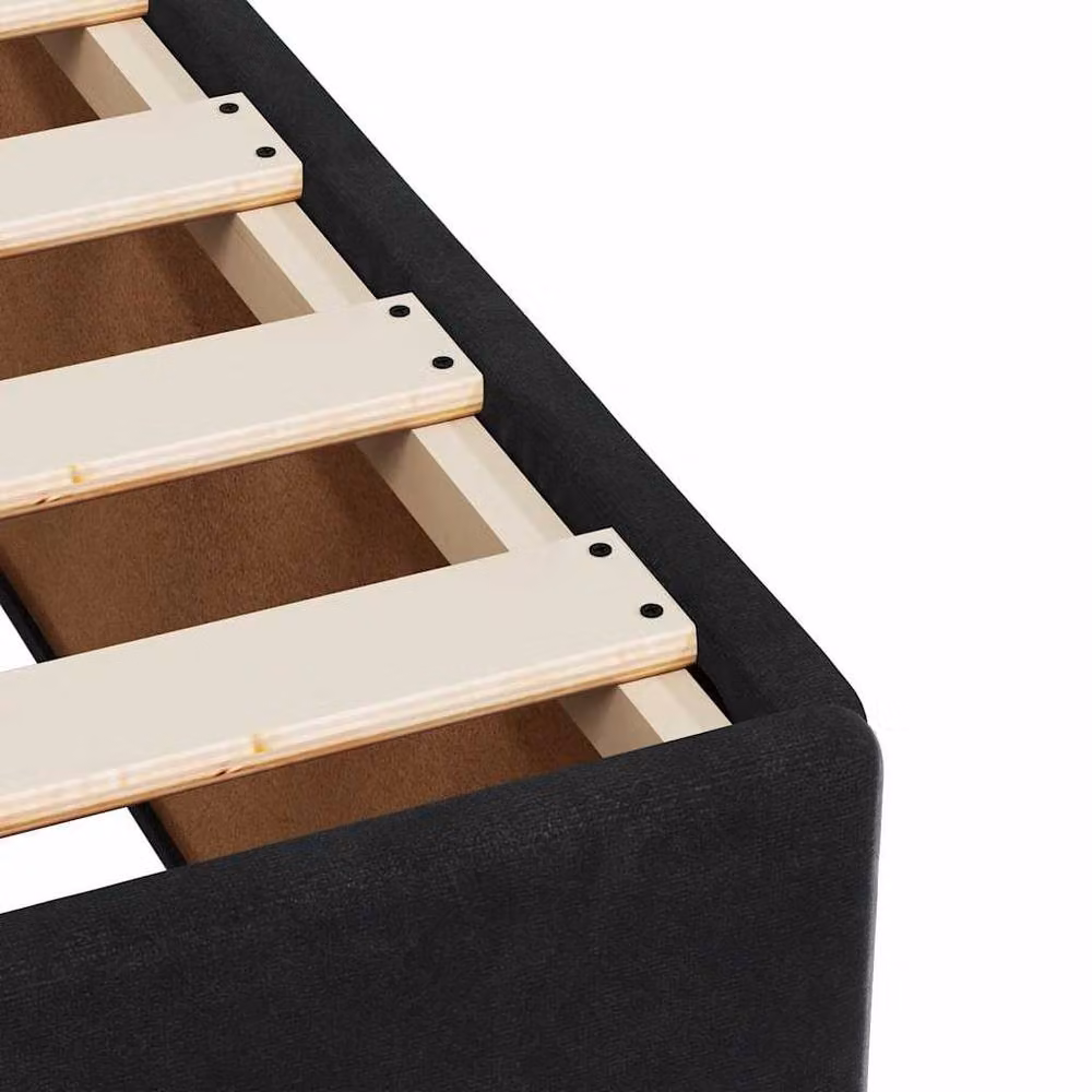 Berkfield Home Soft Velvet Bed Frame in Black, Double, W/D/H: 140 x 200 x 135 cm – 4