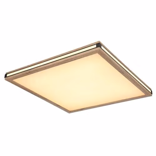 Netlighting Carla Square LED Ceiling Light, White and Wood Effect, W/D/H: 60 x 60 x 7.5 cm – 1