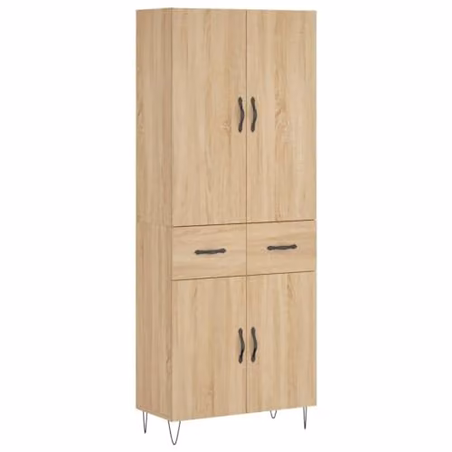 vidaXL Modern Highboard in Sonoma Oak, Brown, W/D/H: 69.5 x 34.0 x 180.0 cm – 1