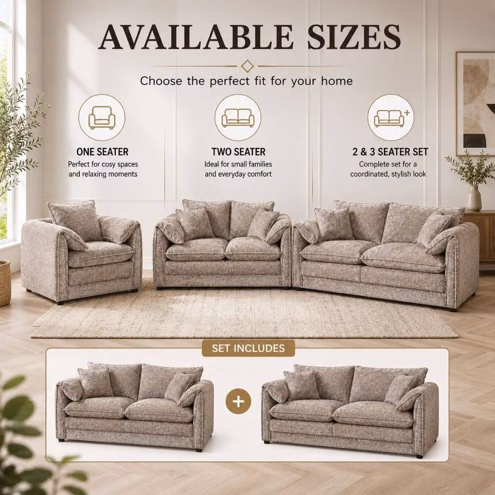 Stratus Interiors Solaya 1 Seater Modern Beige Fabric and Velvet Sofa – 4