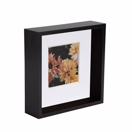 Nicola Spring Square 3D Shadow Deep Box Photo Frame in Black with White Mount – 1