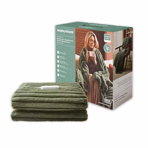 Morphy Richards EverCosy Luxury Striped Fleece Electric Heated Throw, Green, W/D: 160 x 130 cm – 8