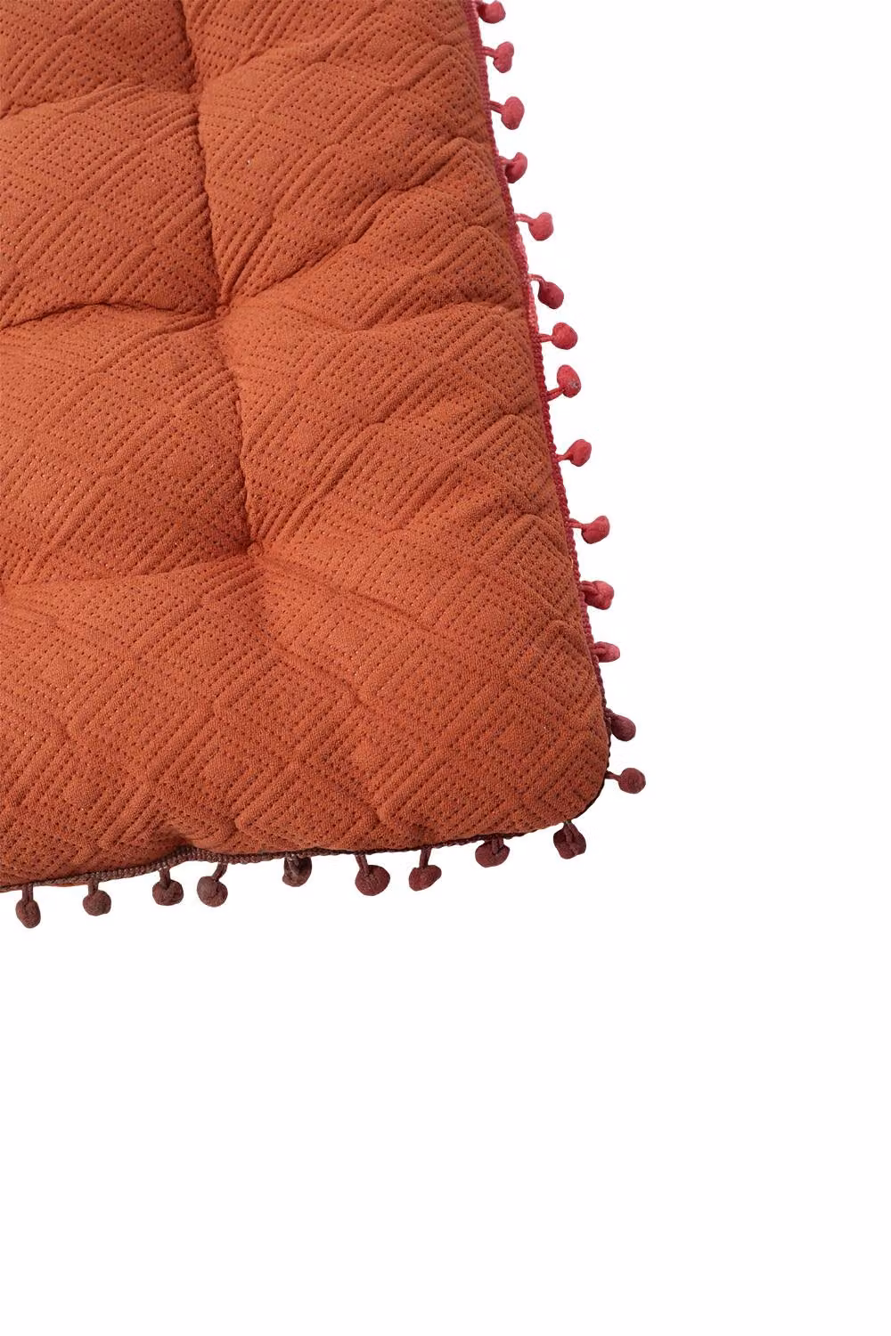 Living and Home Bohemian Style Quilted Square Chair Cushion with Tassels in Orange, W/D/H: 40 x 40 x 40 cm – 6