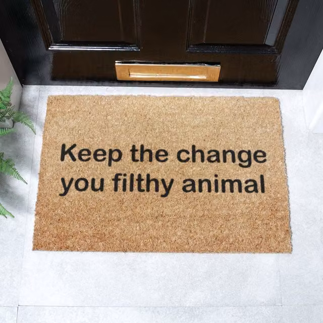 Artsy Mats Keep The Change Brown Coir and Natural Rubber Non-Slip Weatherproof Rectangular Doormat
