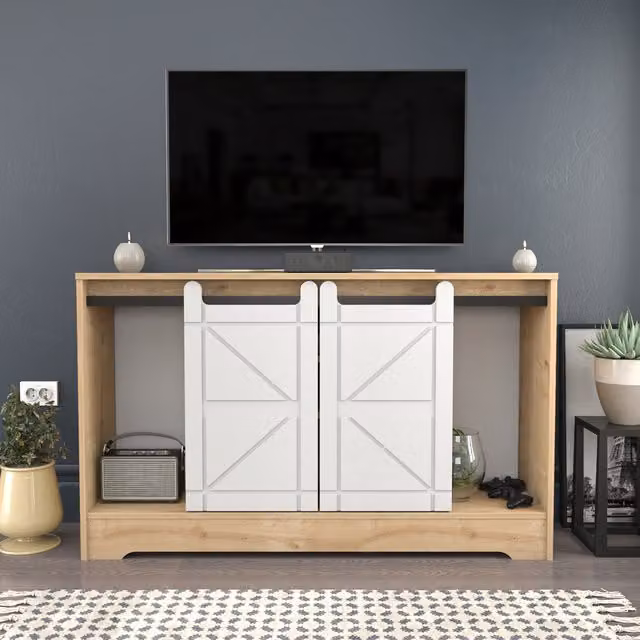 Decorotika Ahris Minimalist TV Unit in White and Oak