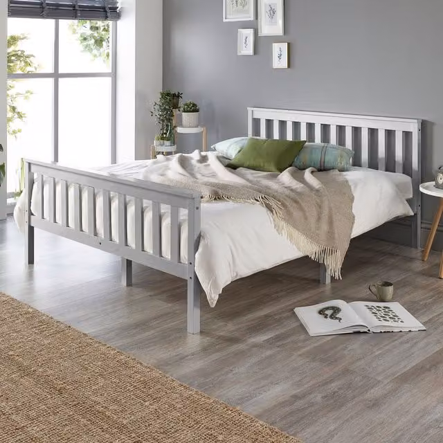 Aspire Atlantic King Size Bed Frame with Hybrid Bonnell Mattress in Grey Fabric – 1
