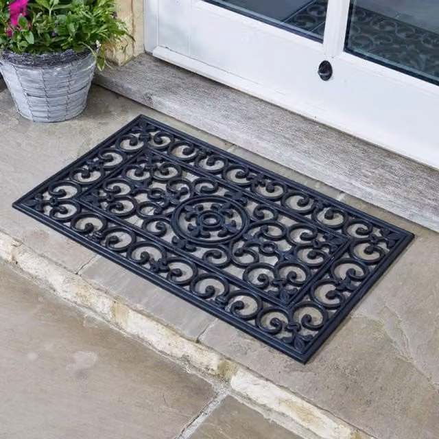 Garden Mile Black Rubber Cast Outdoor Mat