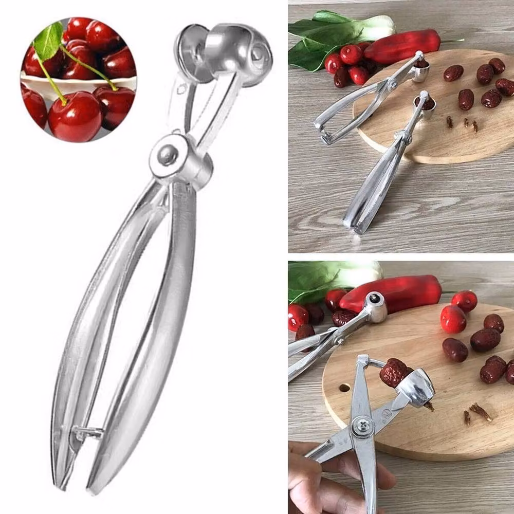 VOGREX Silver Metal Cherry and Olive Pitter and Fruit Seed Remover – 2