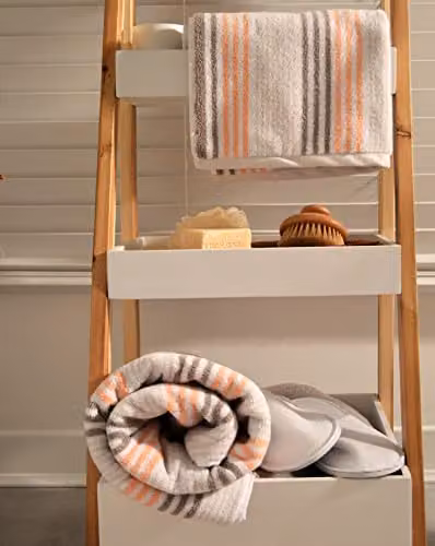 Allure Bath Fashions Merlin Striped Cotton Hand Towel, Pink and Multicolour, W: 50 cm, L: 90 cm, 550gsm – 2