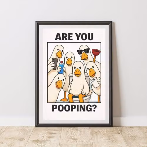 60 Second Makeover Funny Silly Goose Bathroom Wall Art Poster, Multicolour, A4