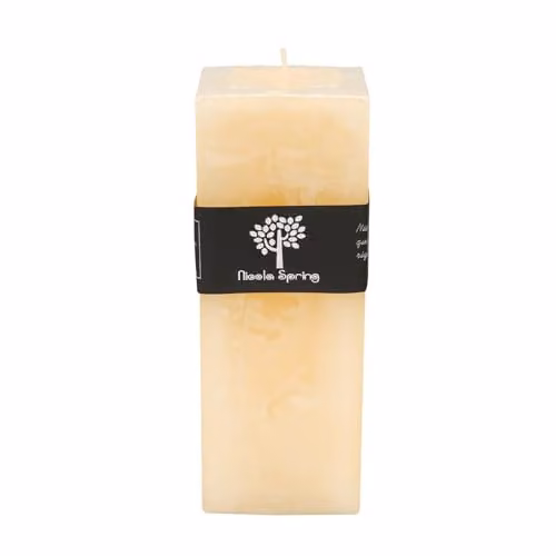 Nicola Spring Vanilla Scented Square Pillar Candle, Beige, 110 Hour Burn Time