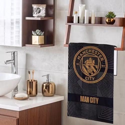 Manchester City F.C. Black Cotton Quick Dry Bath Towel, W: 137 cm, H: 69 cm – 5