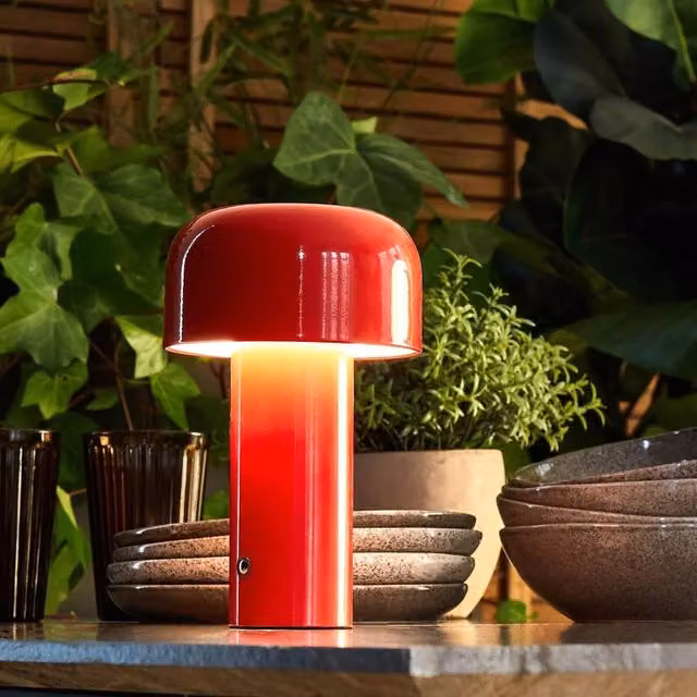 Wyld and Coco Red Wireless Table Lamp with Touch Dimmer and Rechargeable Battery