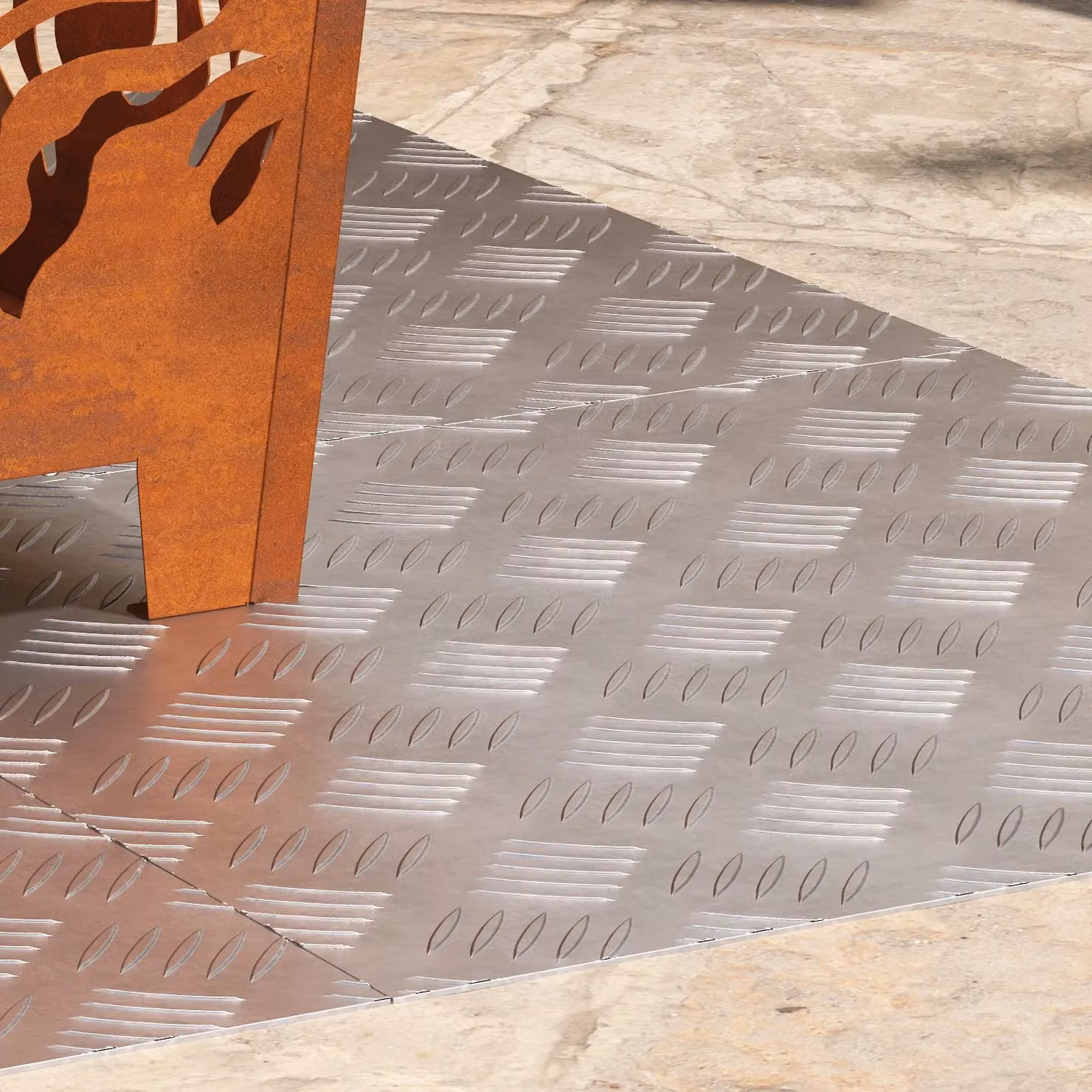 Berkfield Home Silver Aluminium Anti-Slip Checker Plate Sheets, 4 Pieces, W/D: 50 x 50 cm – 1