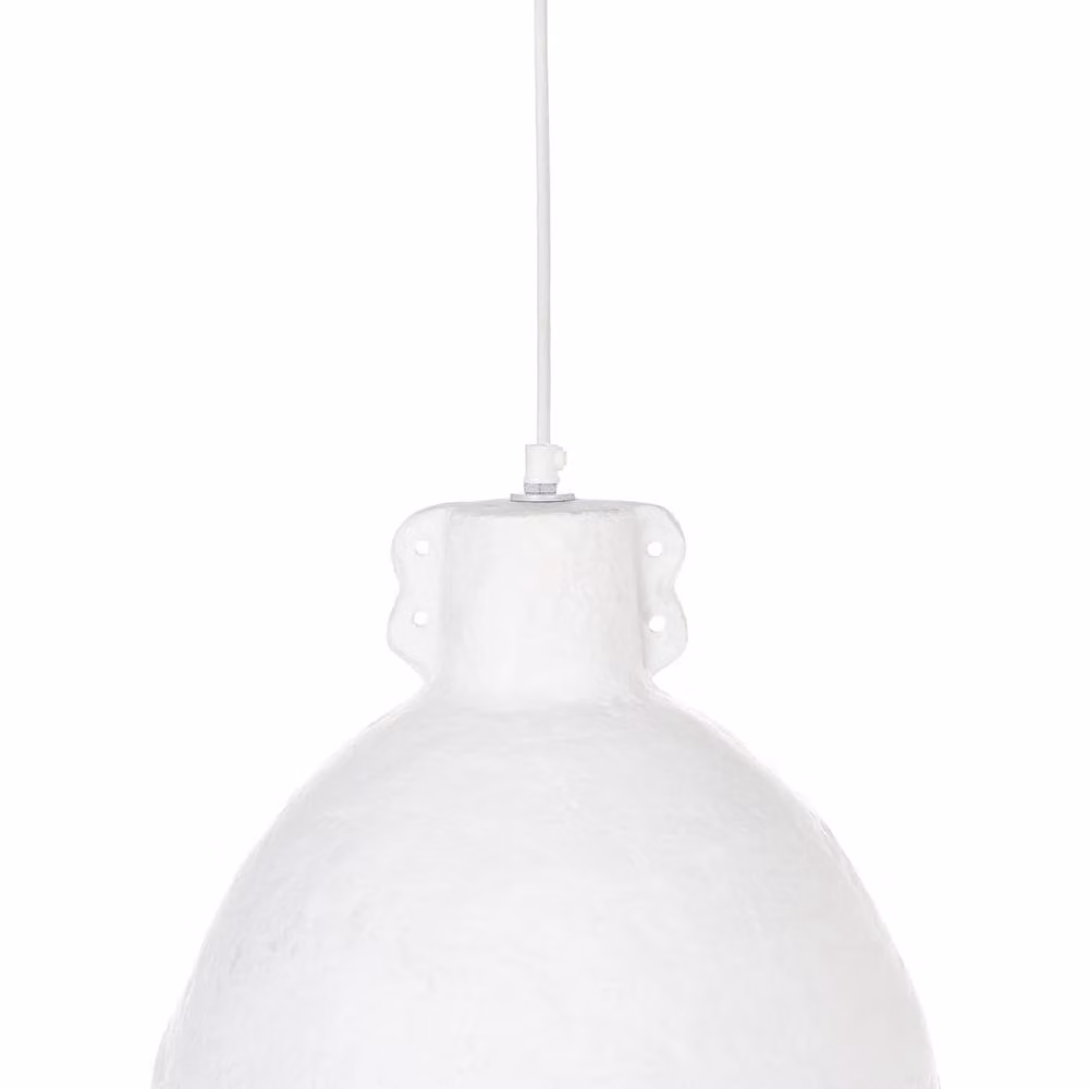 Wyld and Coco White Handmade Papier-Mâché Pendant Lamp with Minimalist Dome Shade – 2