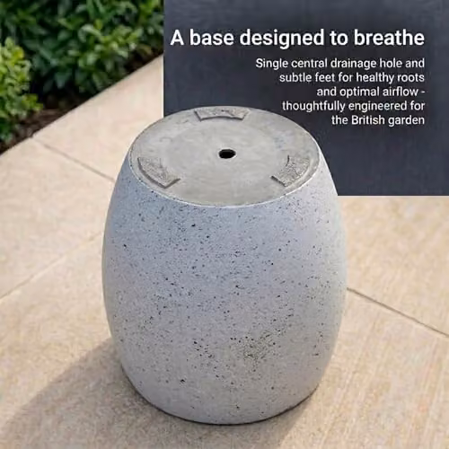 IDEALIST Set of 3 Speckled Grey Stone and Ceramic Round Outdoor Plant Pots, Diameter: 30 cm, Volume: 19 l – 3
