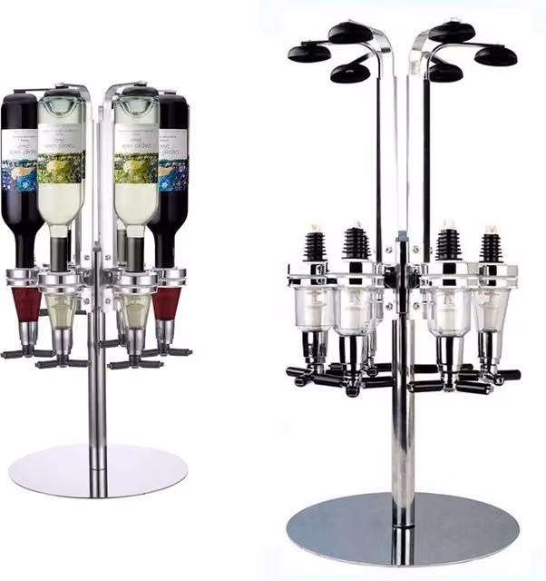 KORVIXA Silver 6 Bottle Rotating Optic Drink Dispenser Stand – 1