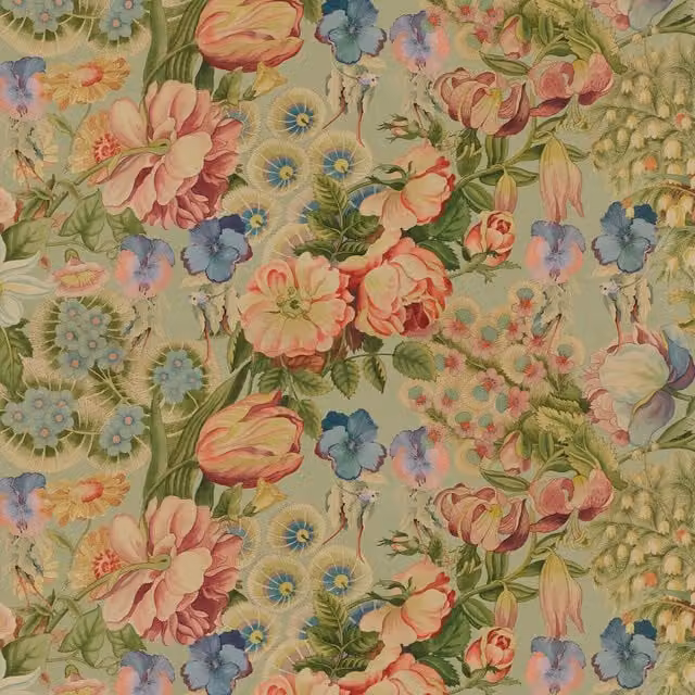 House of Hackney Amatoria Apple Botanical Floral Vintage Wallpaper in Green and Multicolour