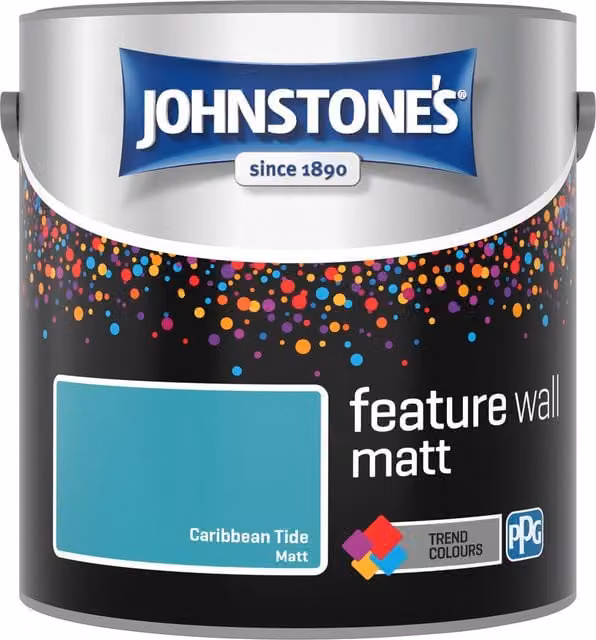 Johnstone's Feature Wall Matt Paint in Caribbean Tide Blue and Turquoise