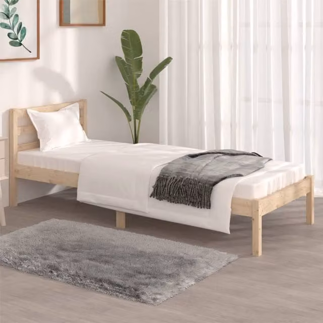 Berkfield Home Small Single Solid Wood Pine Bed Frame, Brown, W: 75 cm, L: 190 cm – 1