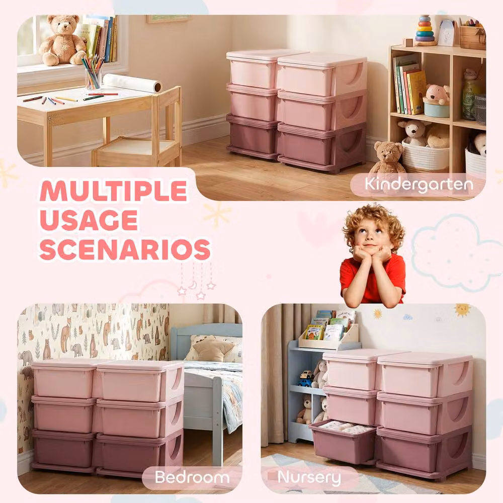 STILVORA Kids Storage Unit with 6 Drawers in Pink – 2