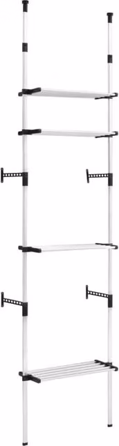 Berkfield Home Telescopic Wardrobe System with Shelves in Silver Aluminium – 1